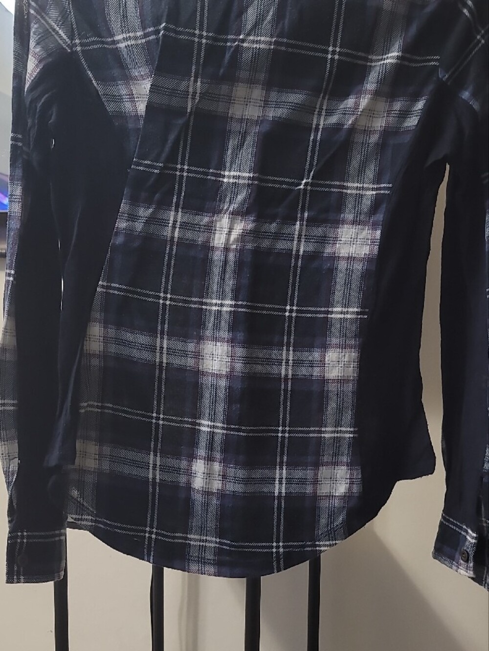 Polly & Esther Navy, White and Light Blue Plaid Button-Up Shirt - Picture 6 of 7